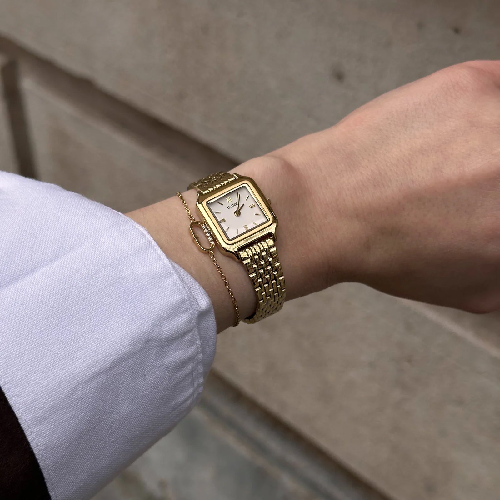 CLUSE Gracieuse Mini Watch Steel, White, Gold Colour
