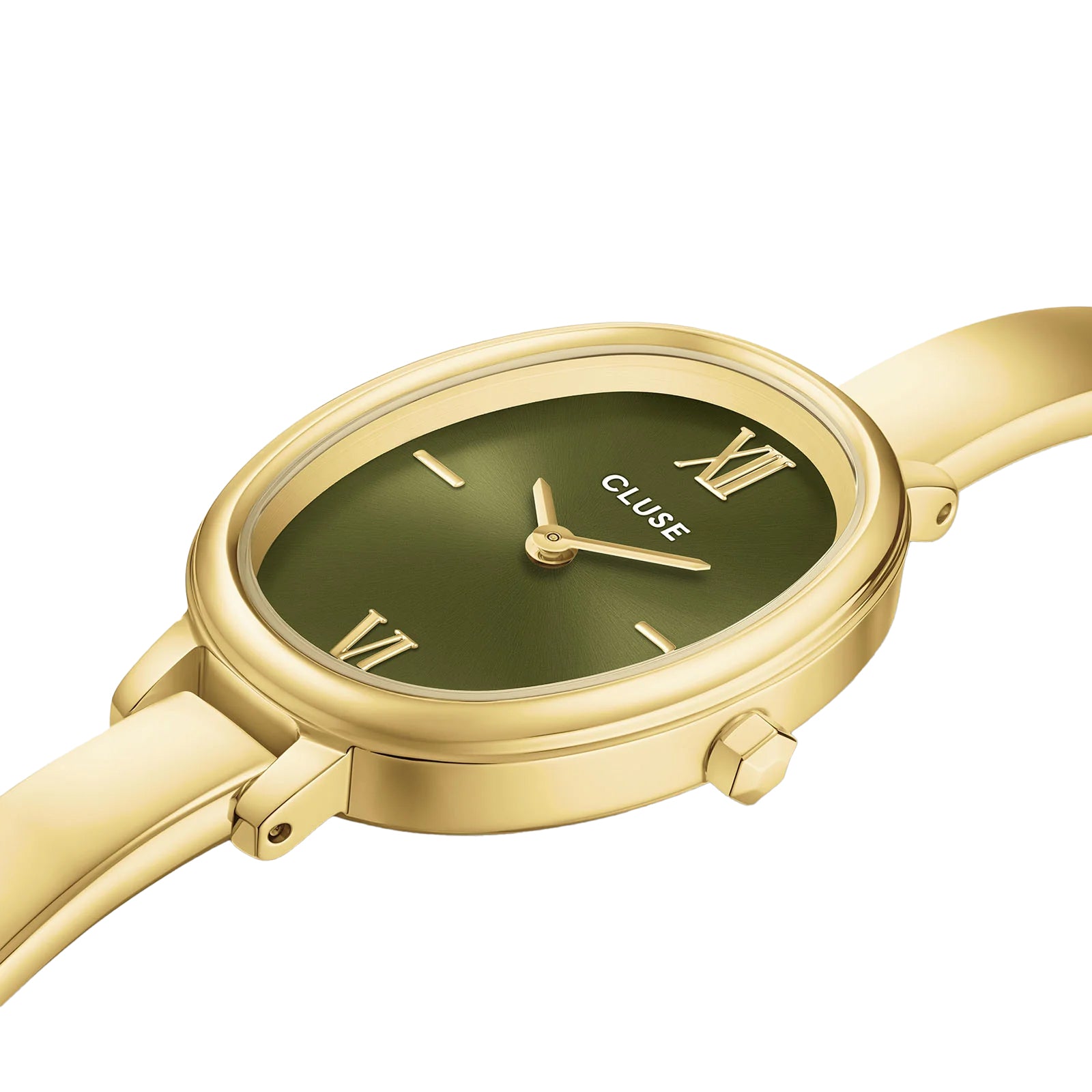 CLUSE Retro 70's Watch Steel Forest Green Gold Color