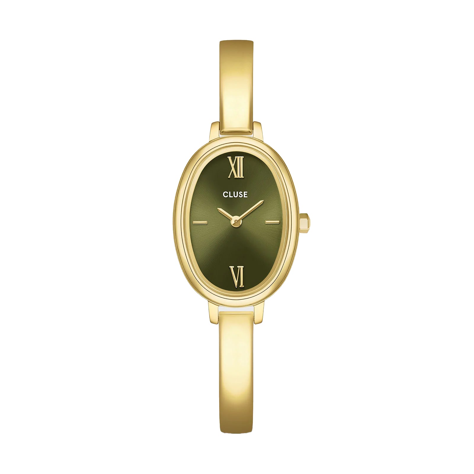 CLUSE Retro 70's Watch Steel Forest Green Gold Color