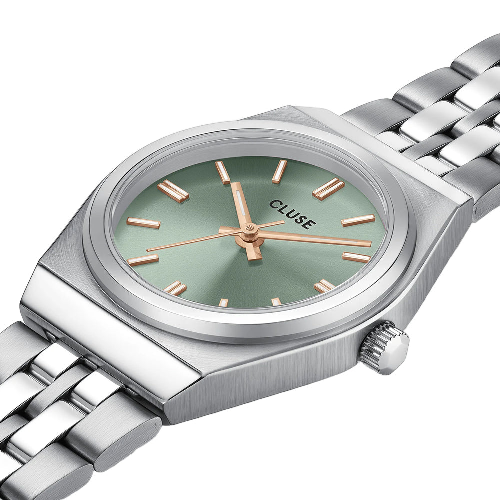 CLUSE Retro 70's Watch Steel Forest Green Gold Color