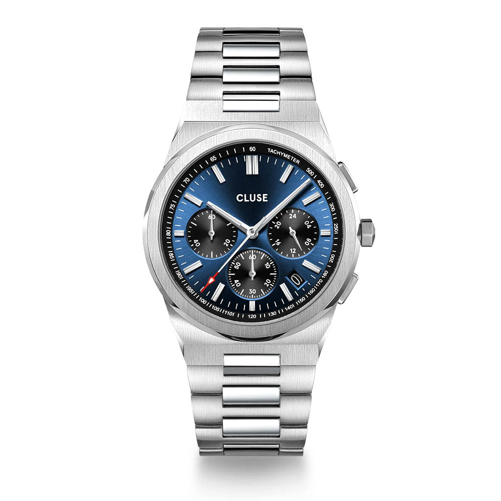 CLUSE Vigoureux Chrono Steel Dark Blue, Silver Colour