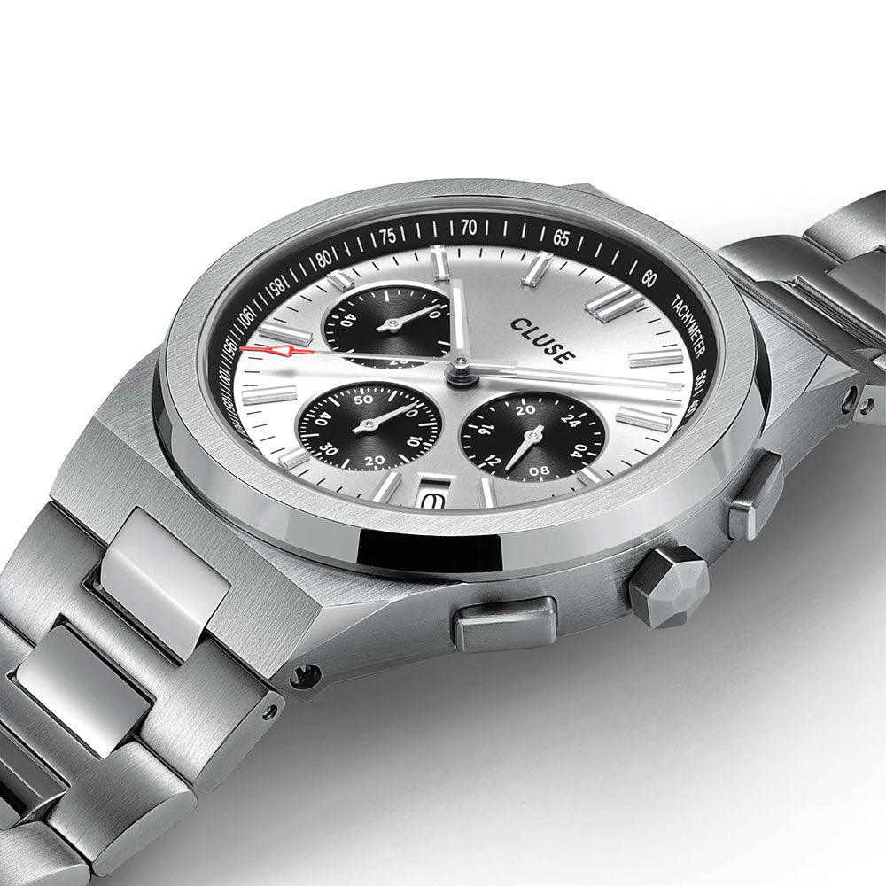 CLUSE Vigoureux Chrono Steel Silver and Black, Silver Colour