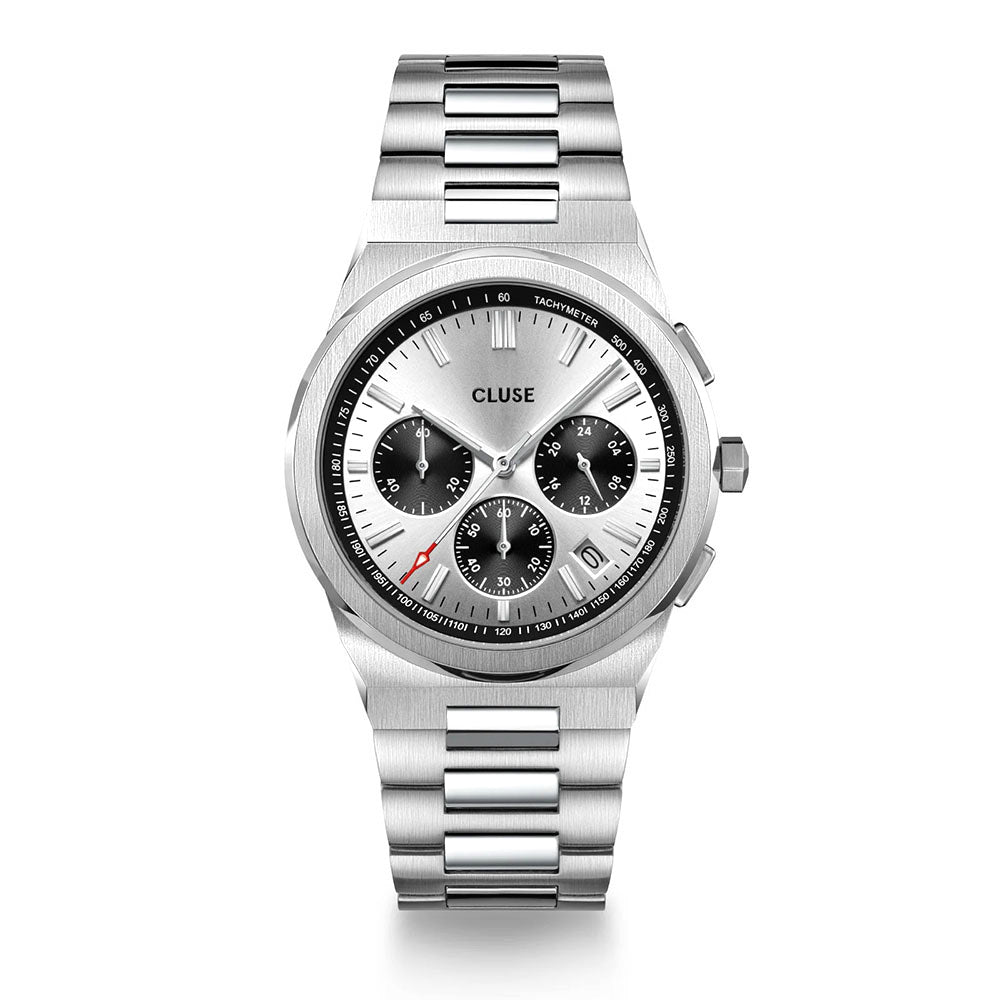 CLUSE Vigoureux Chrono Steel Silver and Black, Silver Colour