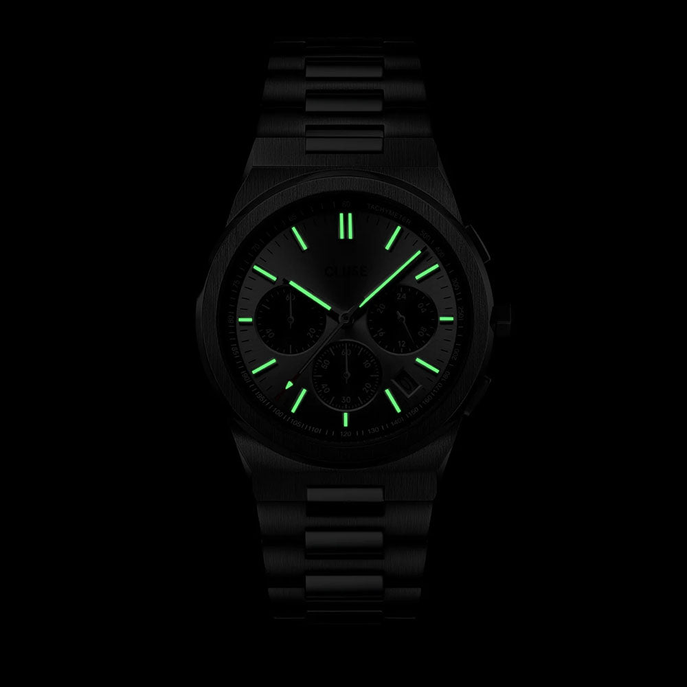 CLUSE Vigoureux Chrono Steel Black and Silver, Silver Colour