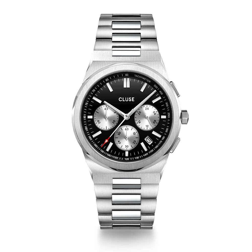 CLUSE Vigoureux Chrono Steel Black and Silver, Silver Colour