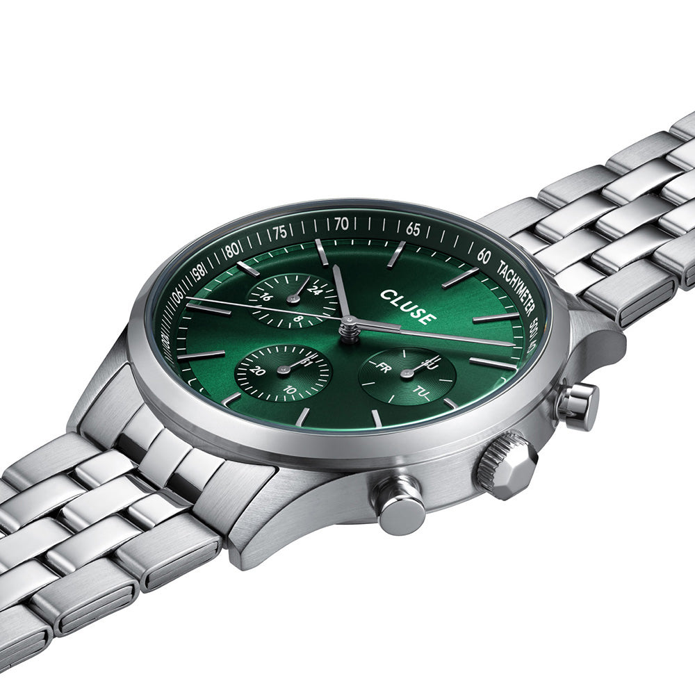 CLUSE Anthéor Multifunction Watch Steel Green, Silver Colour