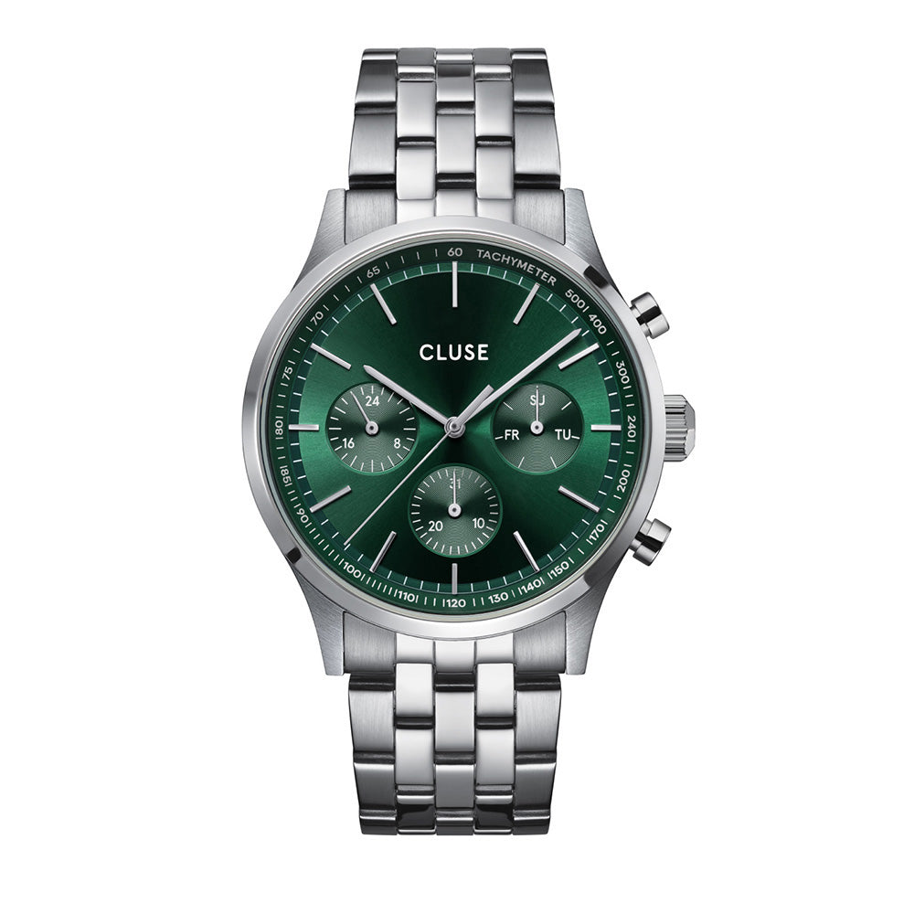 CLUSE Anthéor Multifunction Watch Steel Green, Silver Colour