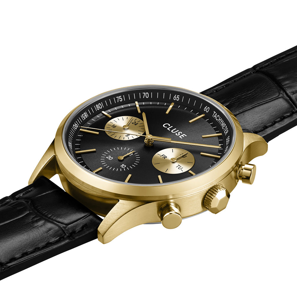 CLUSE Anthéor Multifunction Leather Black, Gold Colour