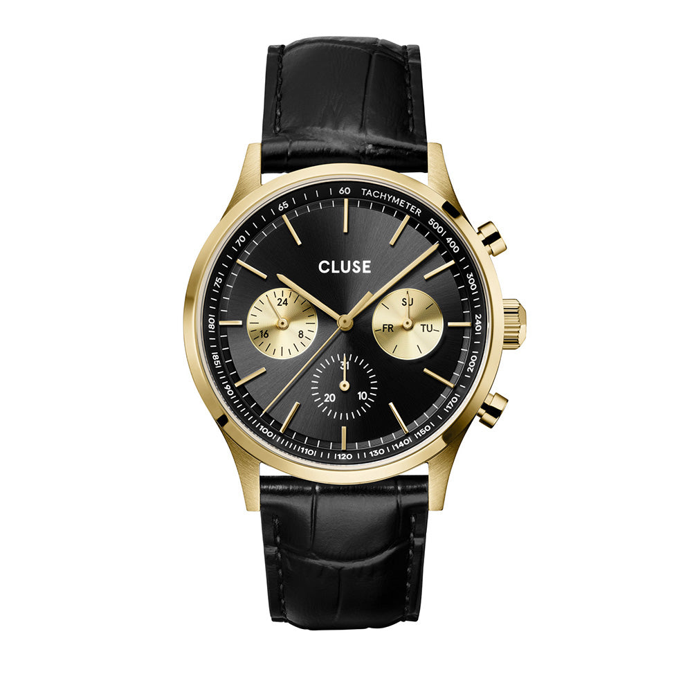 CLUSE Anthéor Multifunction Leather Black, Gold Colour