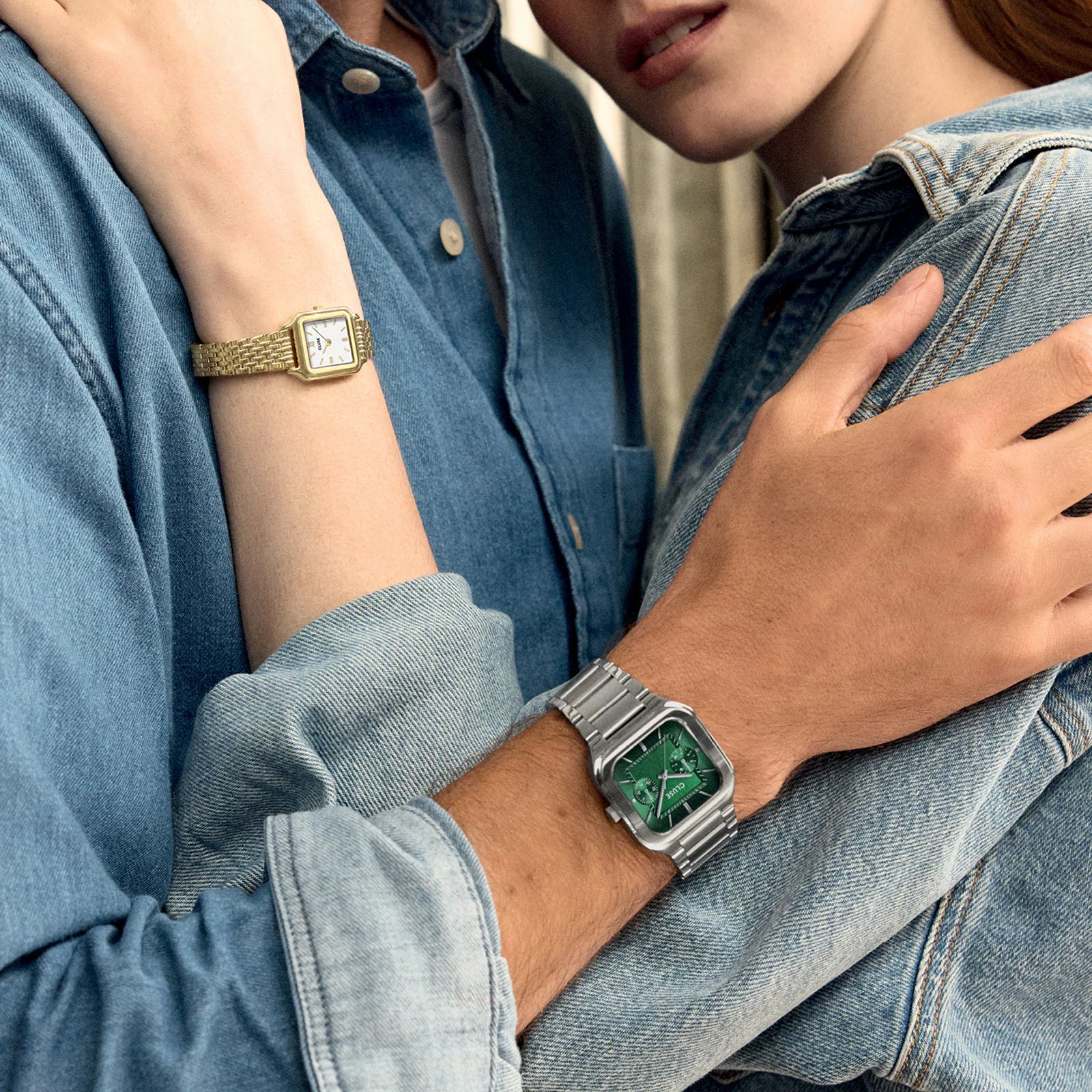 CLUSE Quadrus Multifunction Watch Steel, Green, Silver Colour