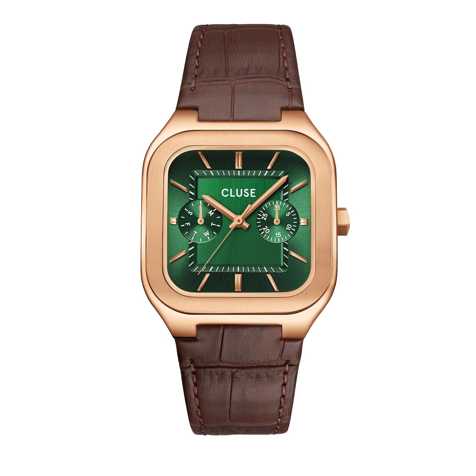 CLUSE Quadrus Watch Steel Green Silver Color