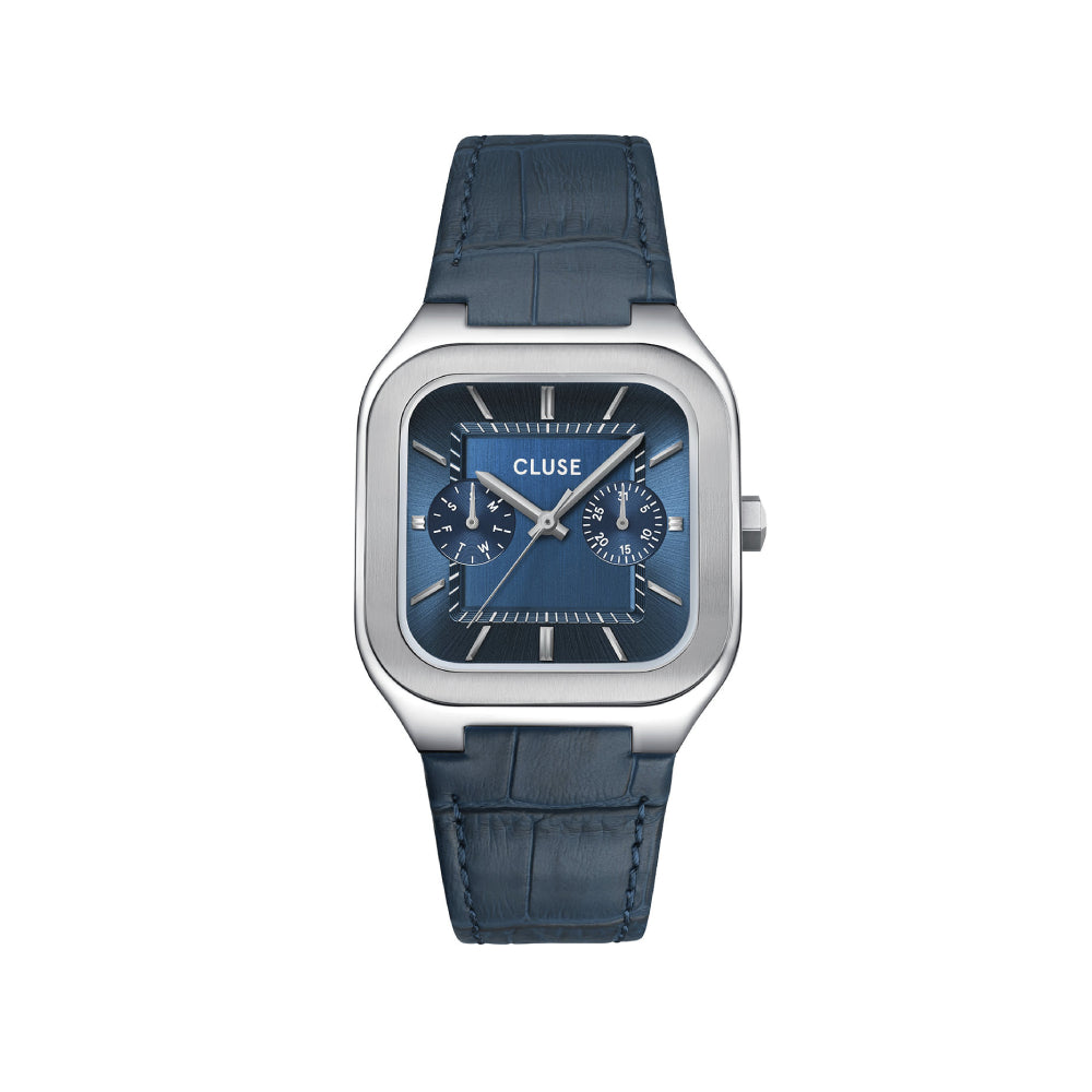 CLUSE Quadrus Multi, Leather, Blue, Silver Colour CW26207
