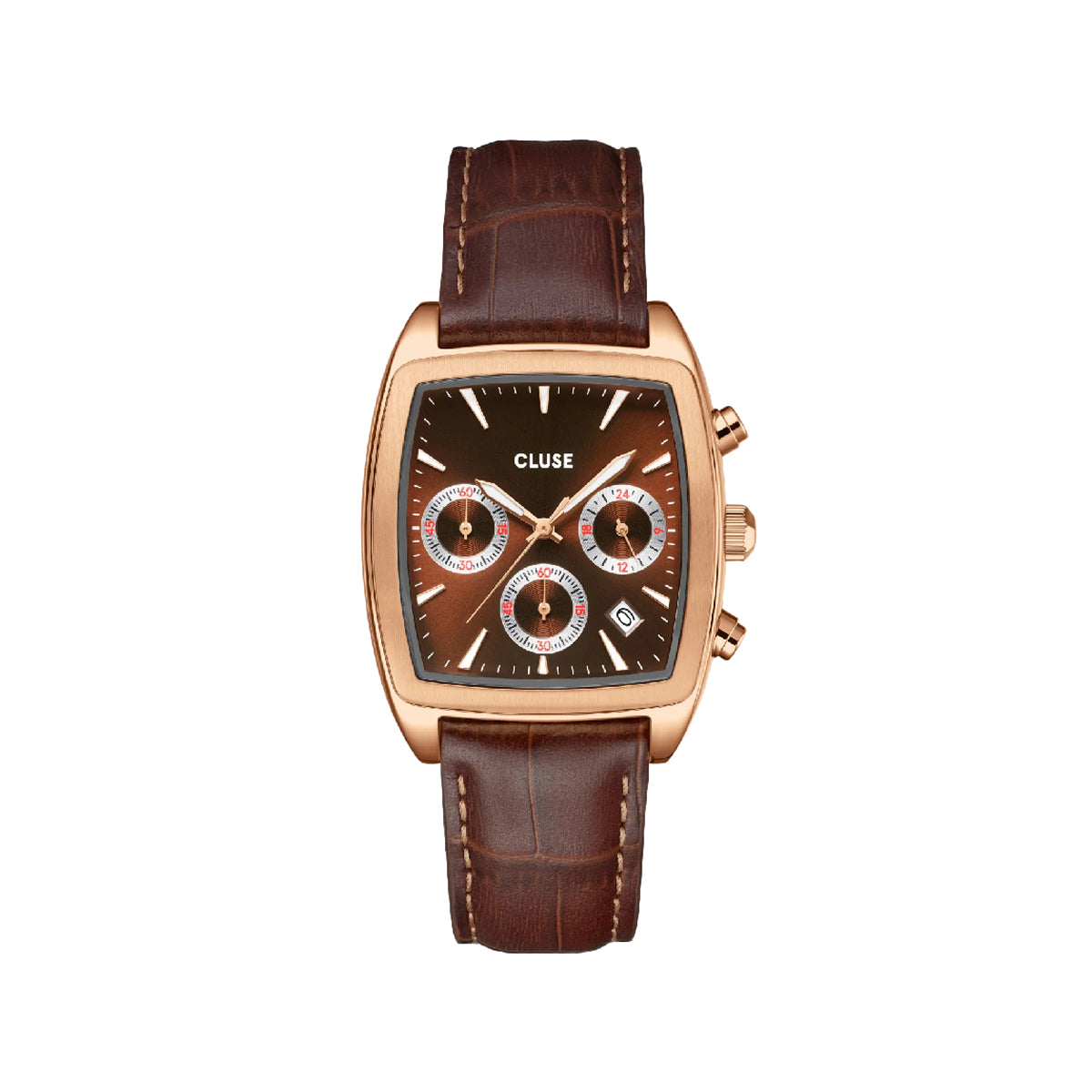 CLUSE Quartaut Chrono Watch leather Brown Rose gold Colour