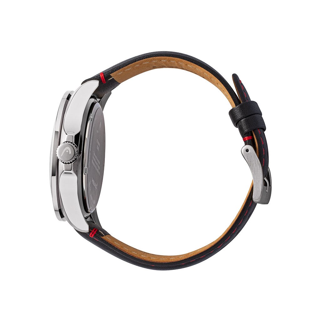 Head Watch Rome 1 44mm Silver Black Leather H800412