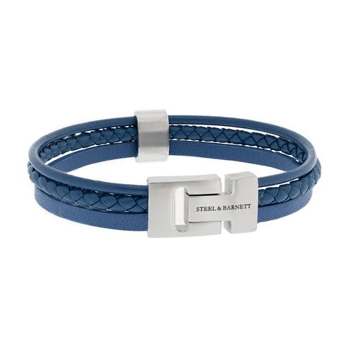 Steel & Barnett Βραχιόλι Leather Bracelet Casual Cole Blue LBCC002