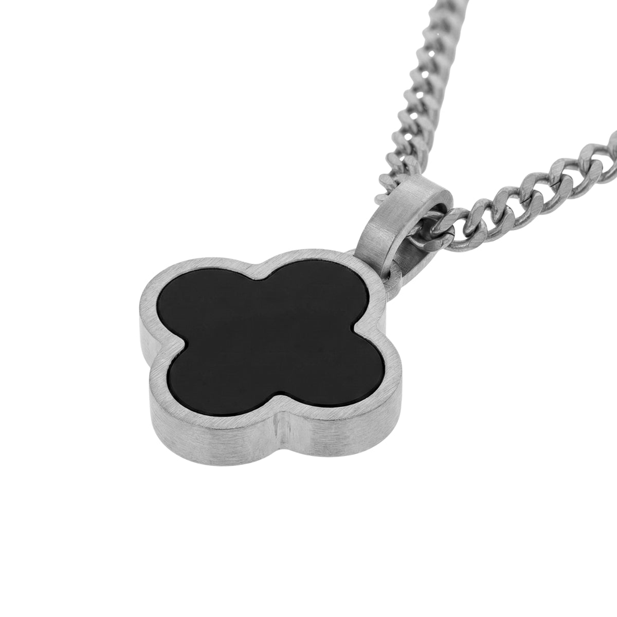 Steel & Barnett Clover Silver & Black Adjustable Necklace N-CLO01