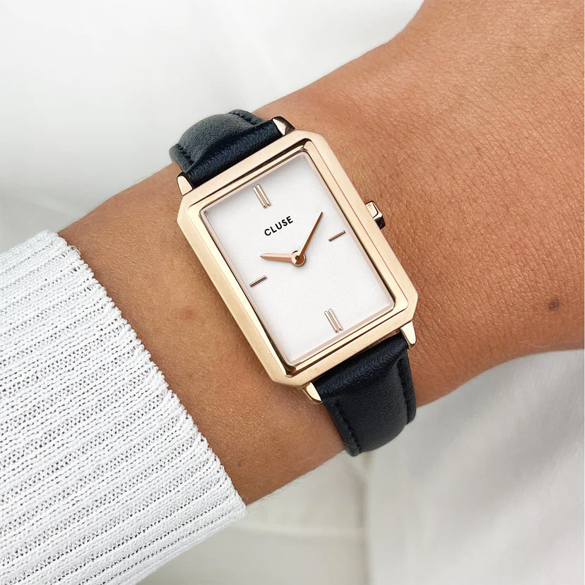 Strap 14 mm Leather Black, Rose Gold Colour