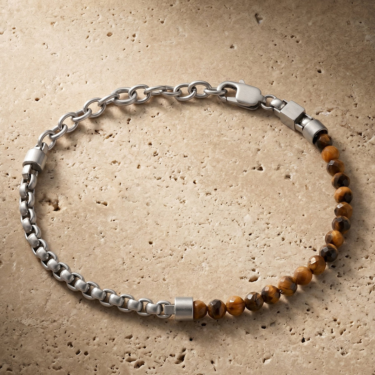 Steel & Barnett Βραχιόλι Strato Beaded Tiger Eye B-STR03