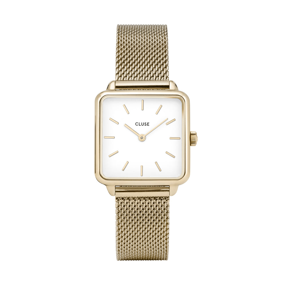 Cluse La Tétragone Gold Mesh White