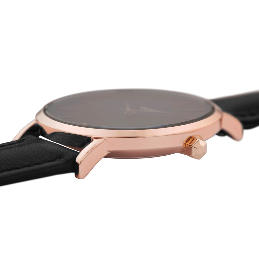 Cluse minuit leather rose gold black/black