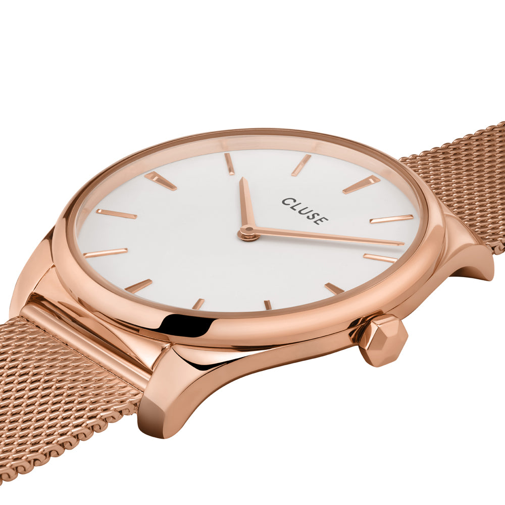 Cluse Féroce Mesh White Rose Gold Colour