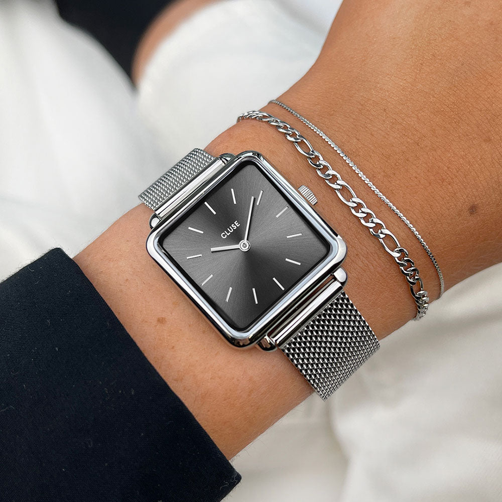Cluse La Tétragone Mesh Dark Grey Silver Colour