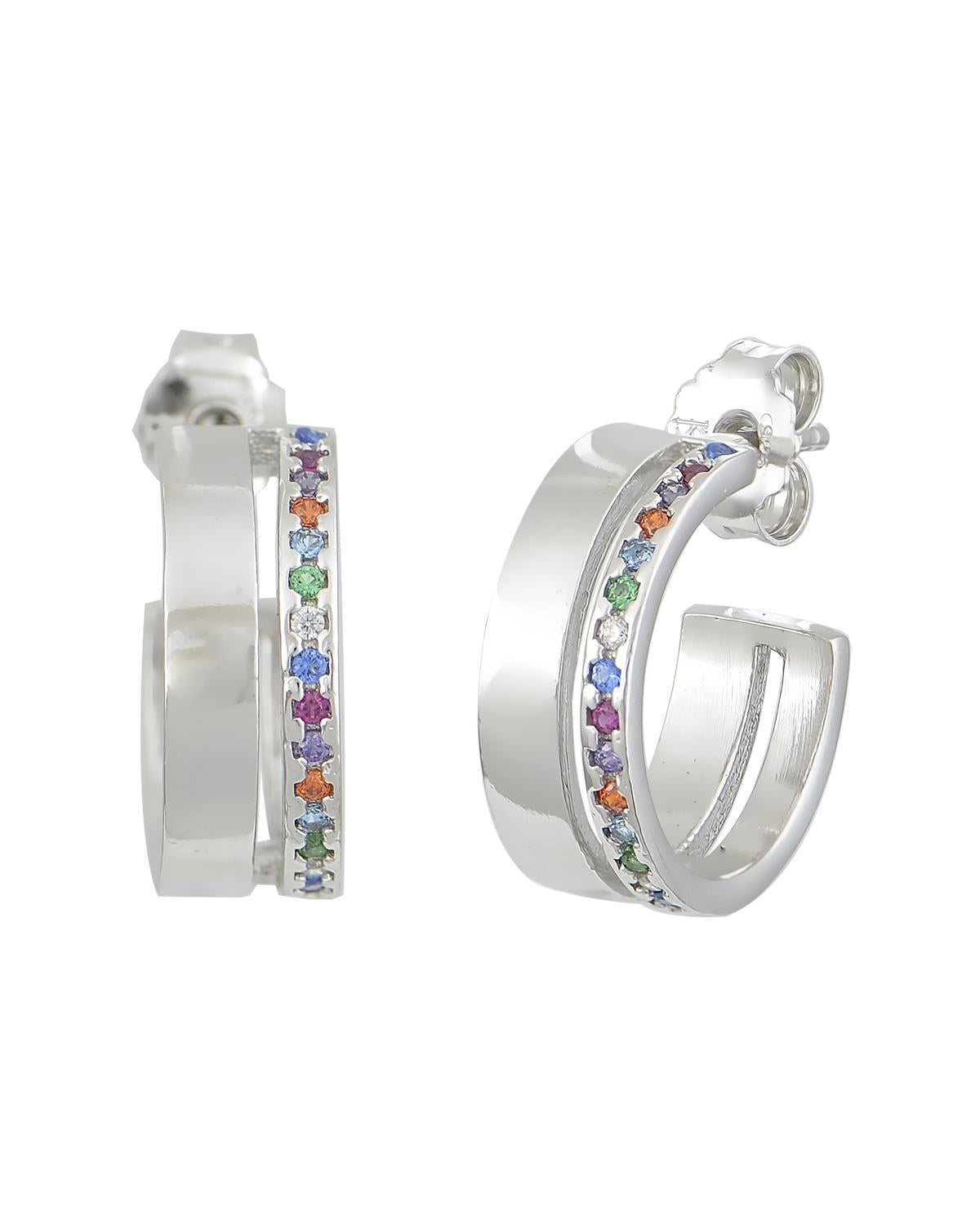 Σκουλαρίκια κρίκοι KIKI Star Collection από επιροδιωμένο ασήμι 925