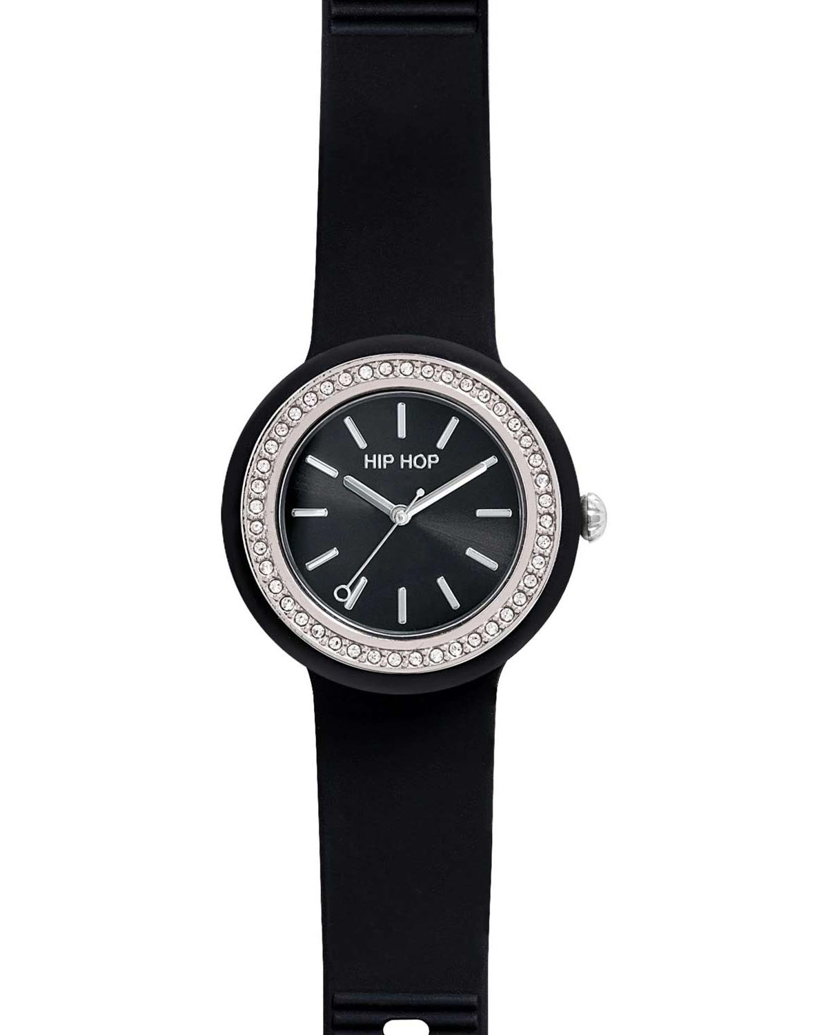 Ρολόι HIP HOP Hero.DOT Bezel Glam Crystals Black Silicone Strap
