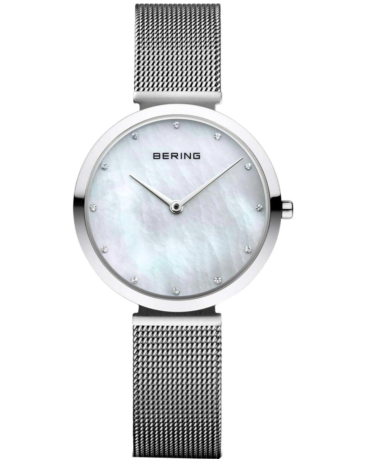 Γυναικείο ρολόι BERING Classic με ασημί μπρασελέ και κρύσταλλα