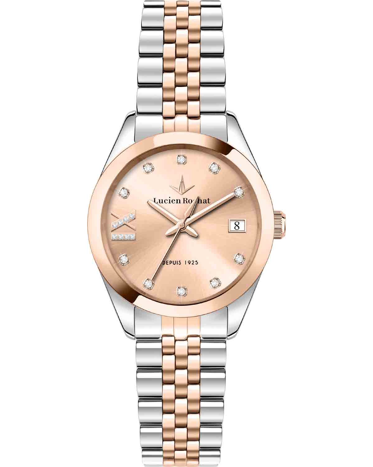 LUCIEN ROCHAT Madame Diamonds Two Tone Stainless Steel Bracelet