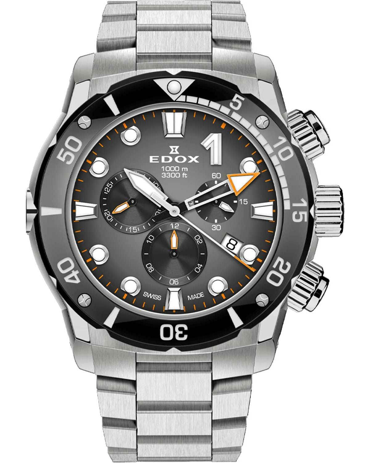 Ρολόι EDOX CO-1 Chronograph Silver Titanium Bracelet