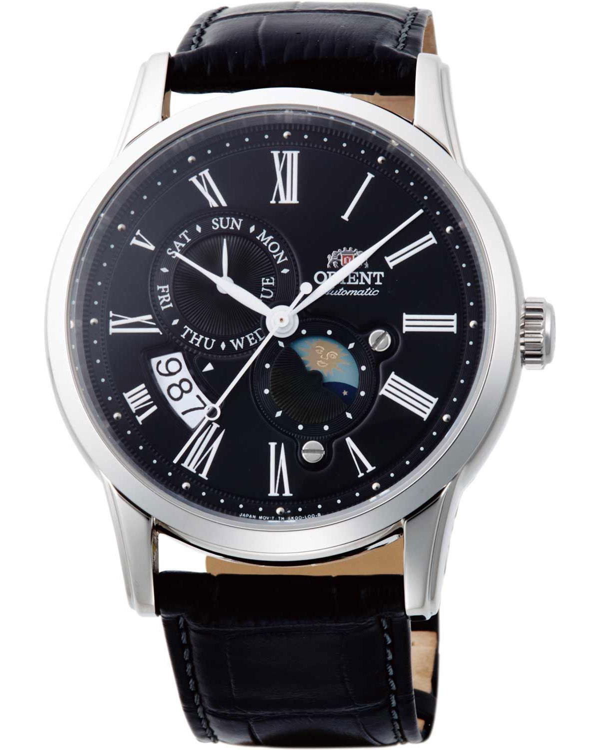 Ρολόι ORIENT Classic Sun and Moon Automatic Black Leather Strap