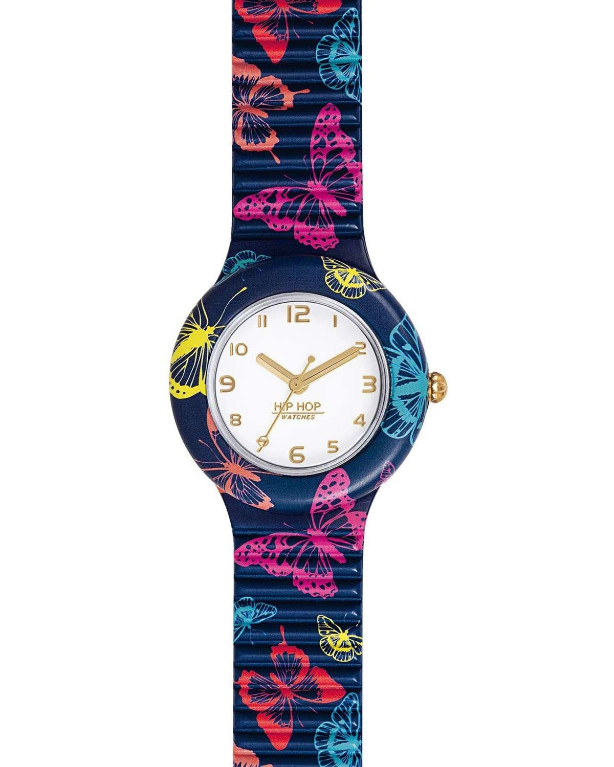 Ρολόι HIP HOP Animals Addicted Blue Butterfly Multicolor Silicone Strap