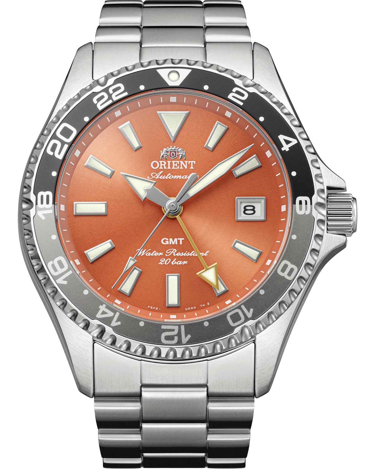 Ανδρικό ρολόι ORIENT Mako GMT αυτόματο με διπλή ώρα και ατσάλινο μπρασελέ