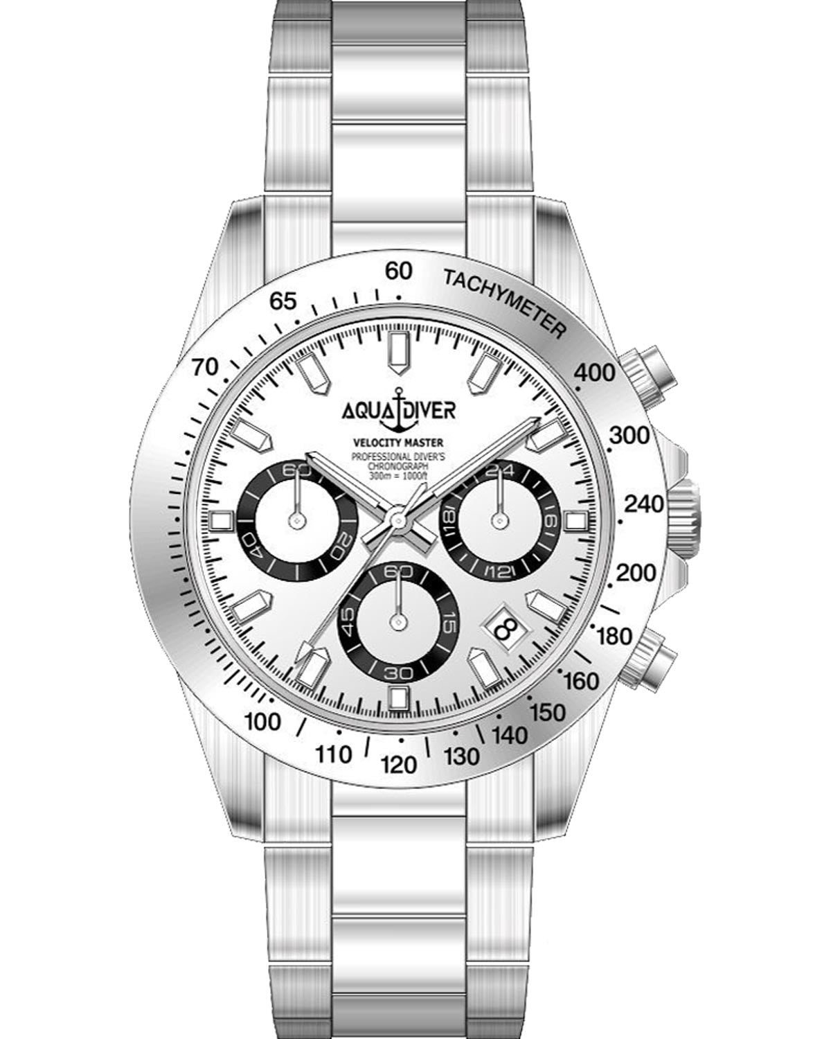 Ρολόι AQUADIVER Velocity Master Chronograph Silver Stainless Steel Bracelet