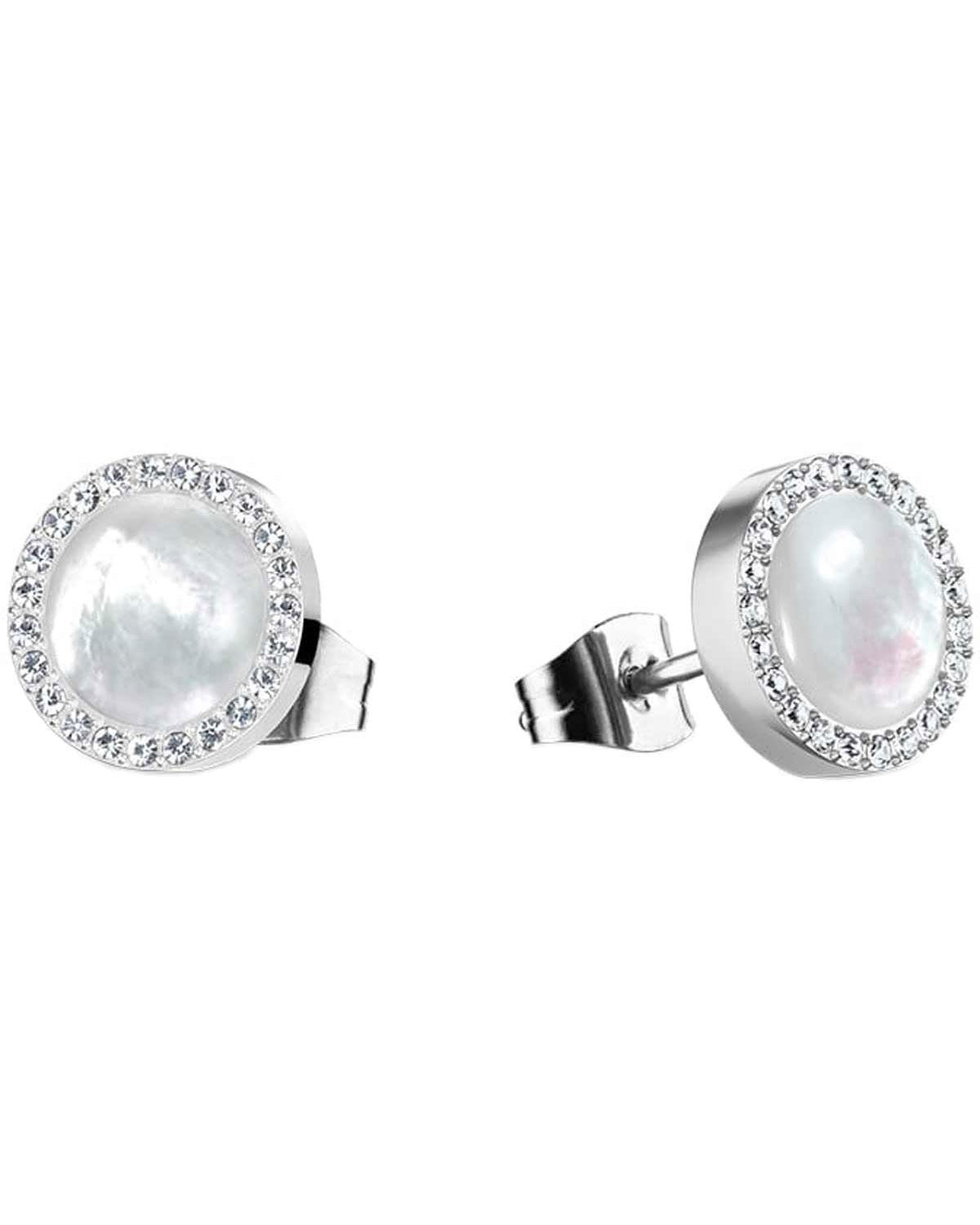 Σκουλαρίκια BERING Arctic Pearls από ανοξείδωτο ατσάλι με φίλντισι και κρύσταλλα