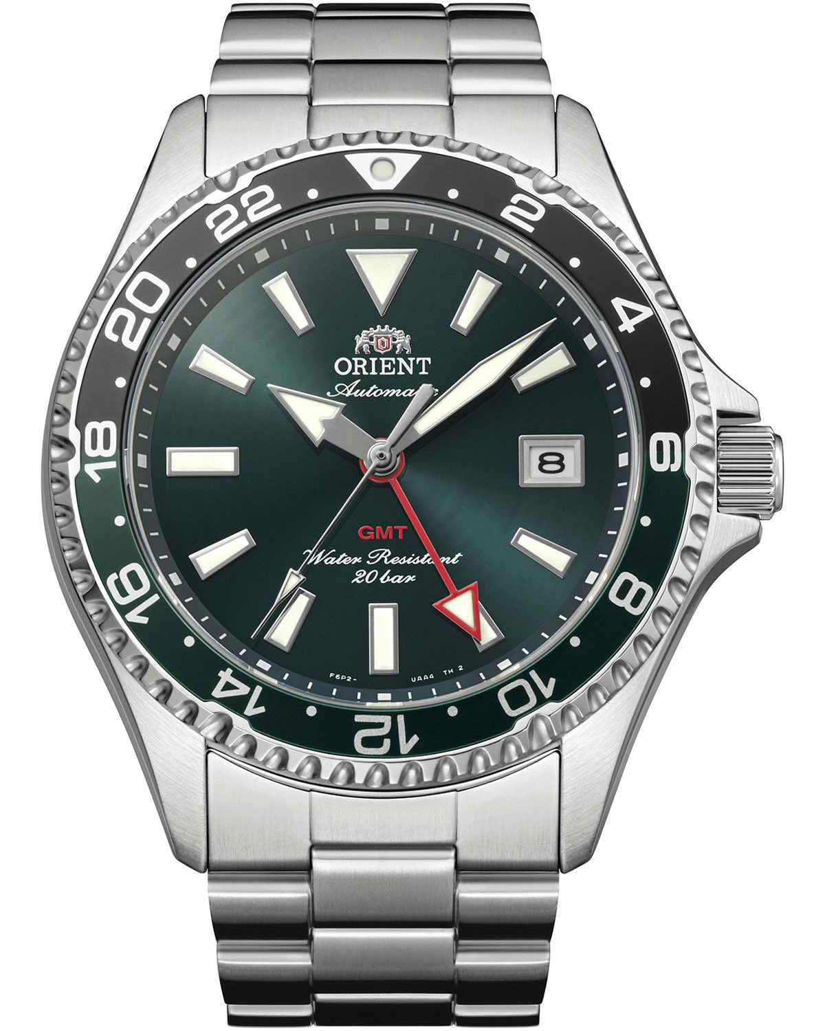 Ανδρικό ρολόι ORIENT Mako GMT αυτόματο με διπλή ώρα και ατσάλινο μπρασελέ