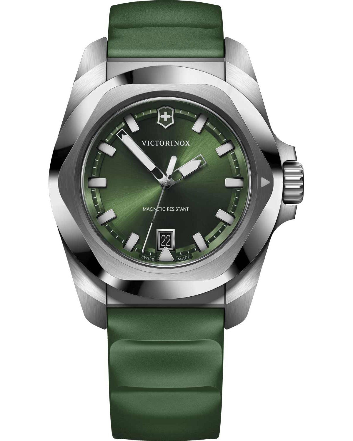 Ανδρικό ρολόι VICTORINOX I.N.O.X. με πράσινο λουράκι από καουτσούκ