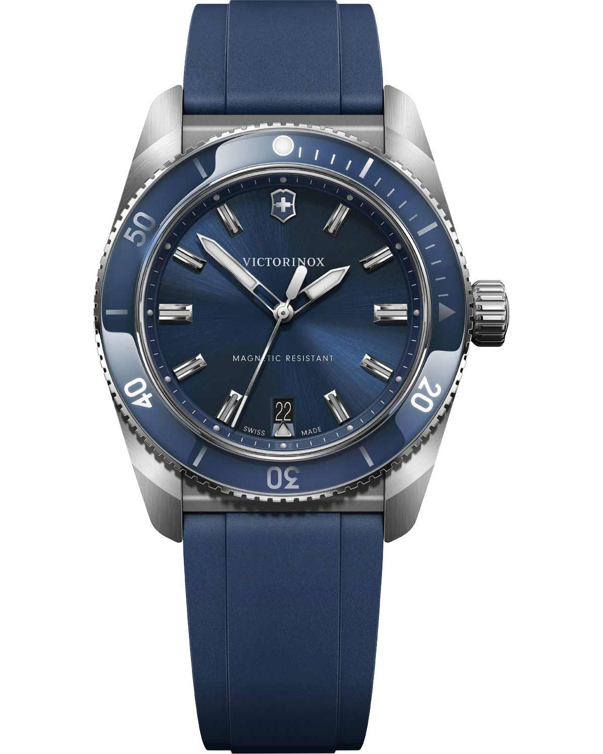 Ανδρικό ρολόι VICTORINOX Maverick με μπλε λουράκι από καουτσούκ