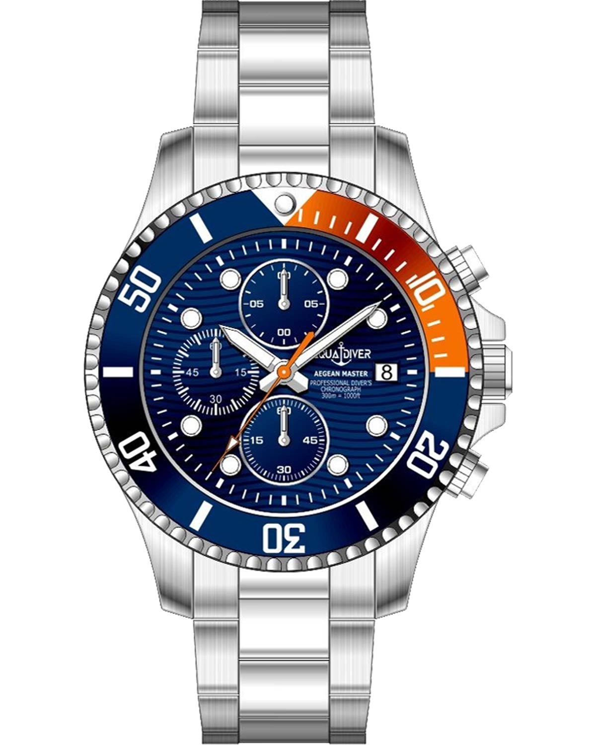 Ρολόι AQUADIVER Aegean Master Chronograph Silver Stainless Steel Bracelet