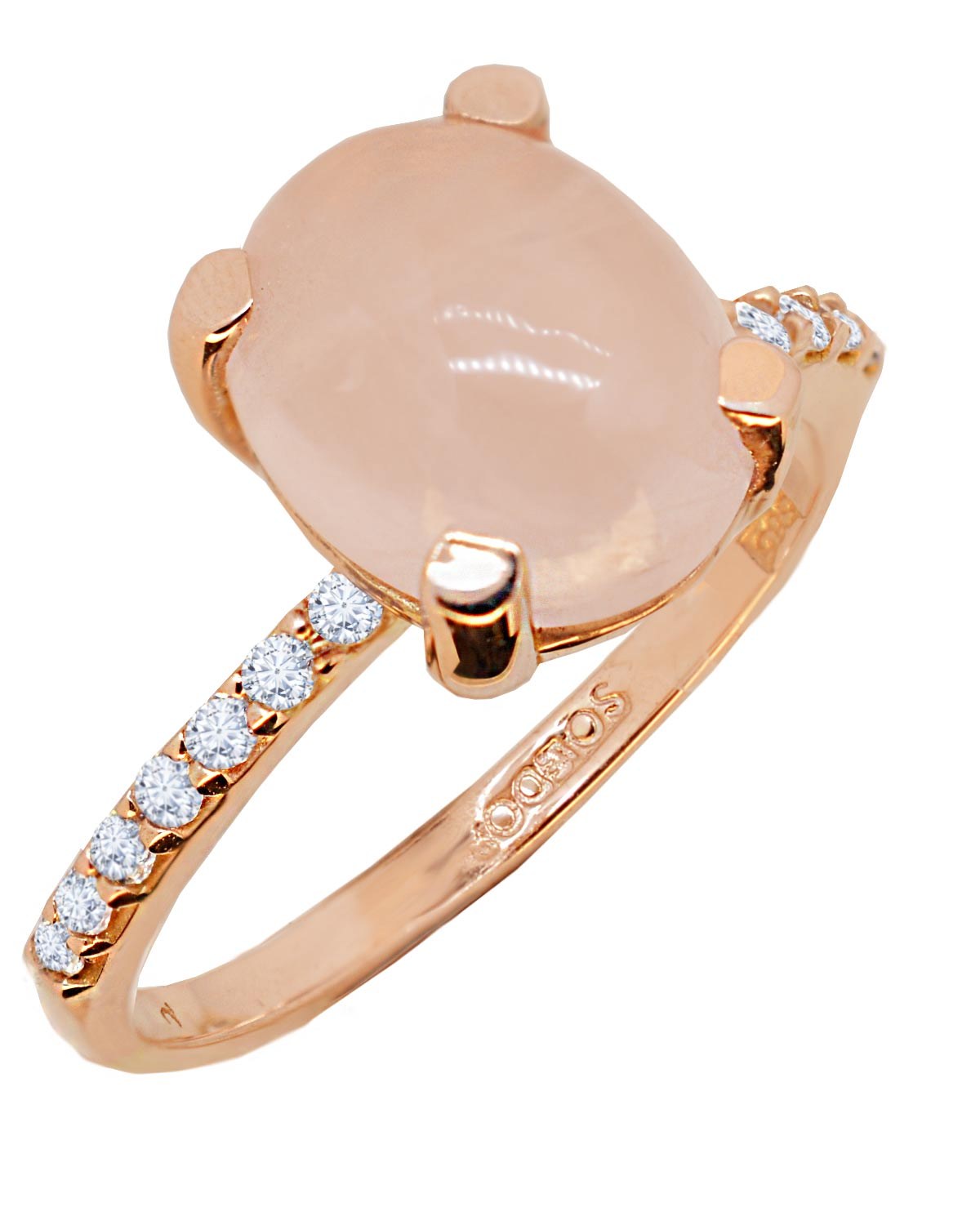 Δαχτυλίδι SOLEDOR από ροζ χρυσό 14Κ με Rose Quartz & ζιργκόν
