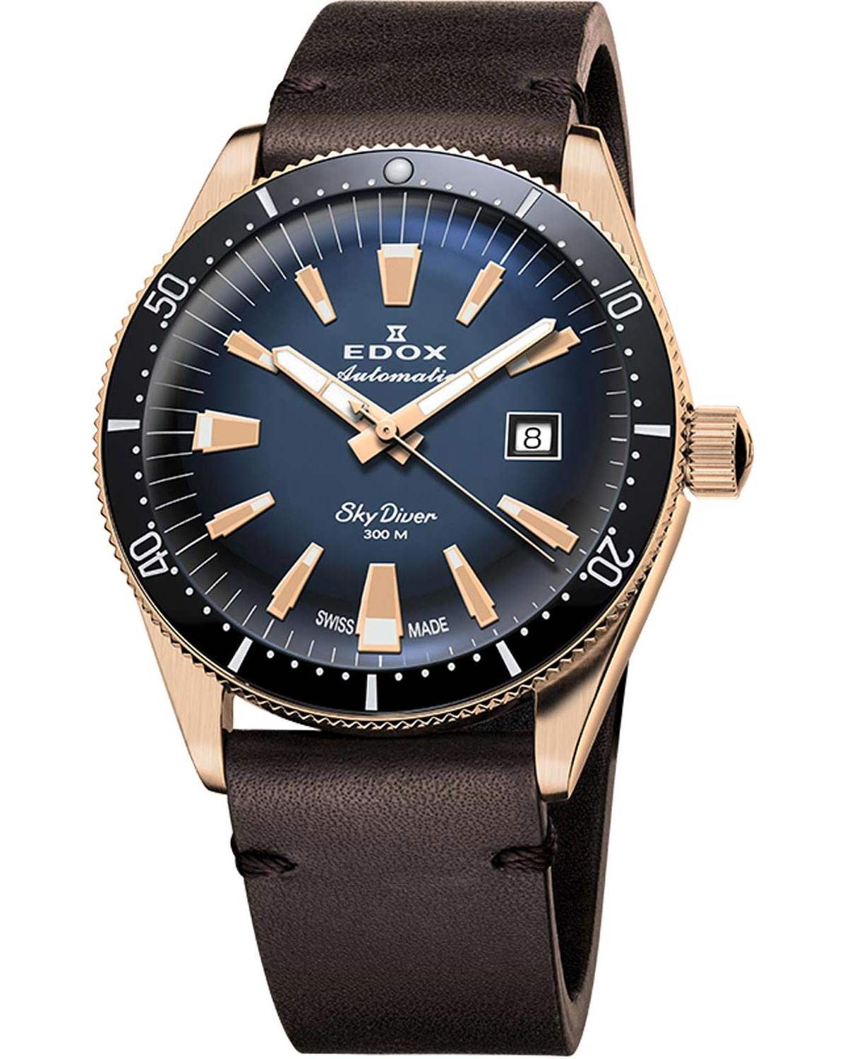 Ρολόι EDOX Skydiver Automatic Brown Leather Strap Limited Edition