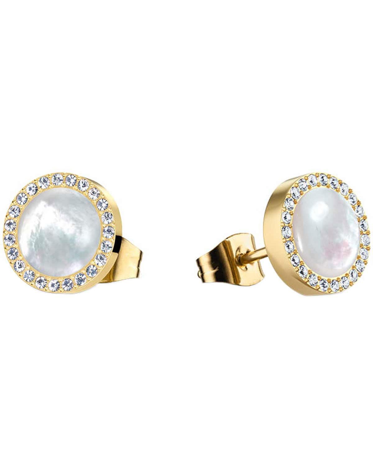 Σκουλαρίκια BERING Arctic Pearls από ανοξείδωτο ατσάλι με φίλντισι και κρύσταλλα