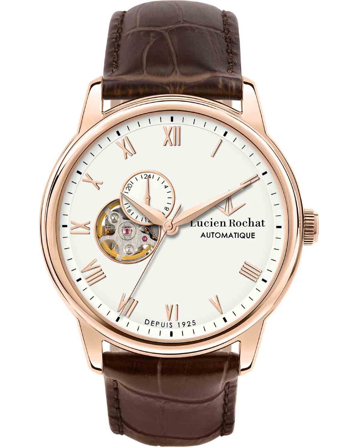 LUCIEN ROCHAT Iconic Automatic Brown Leather Strap