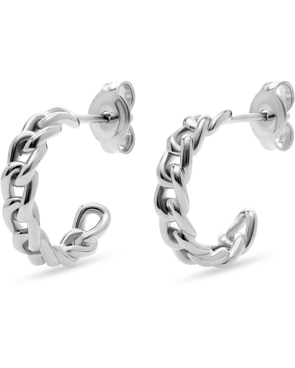 Σκουλαρίκια κρίκοι ESPRIT Flat Chain από επιροδιωμένο Ασήμι 925