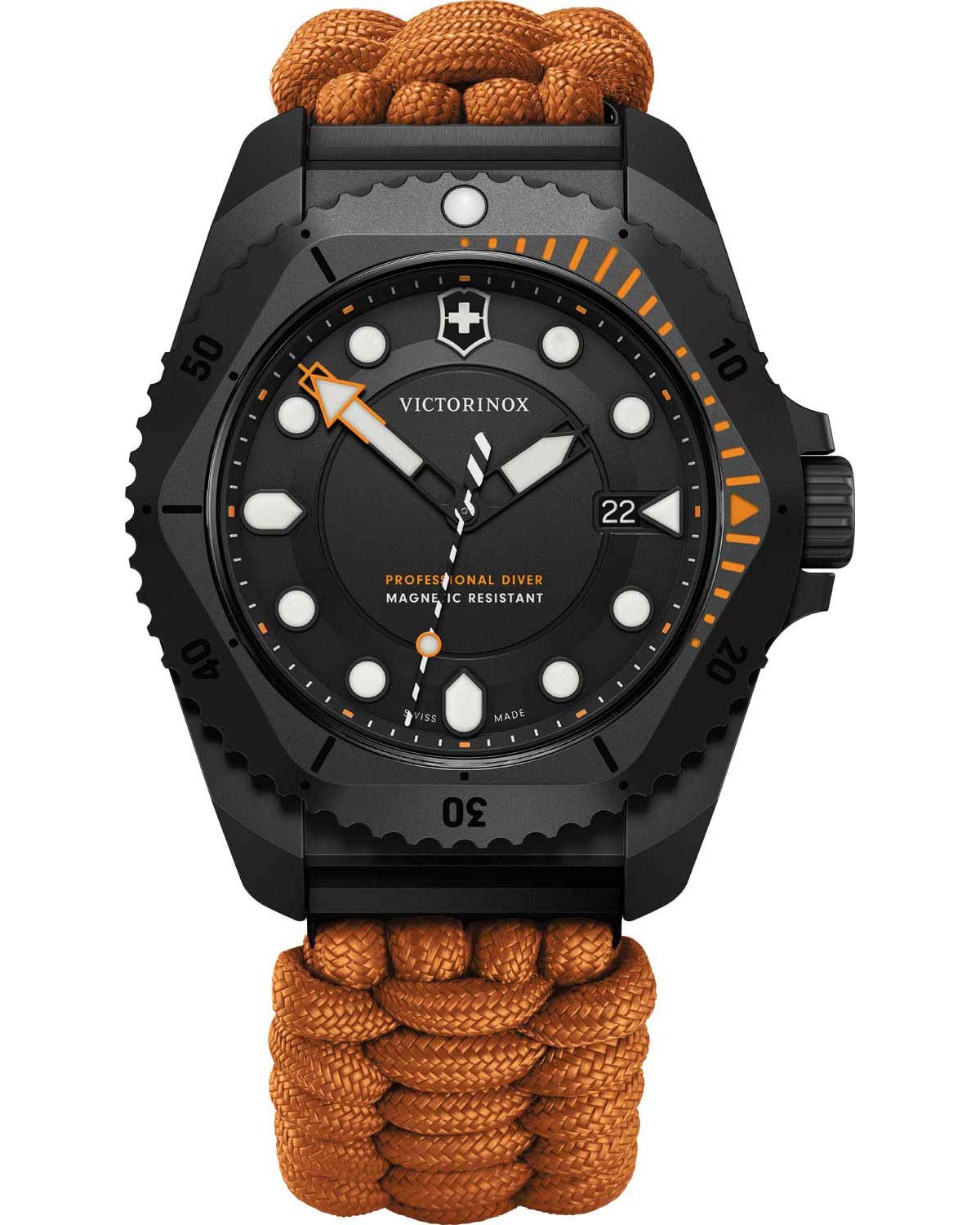 Ανδρικό ρολόι VICTORINOX Dive Pro Gift Set με πορτοκαλί λουράκι Paracord