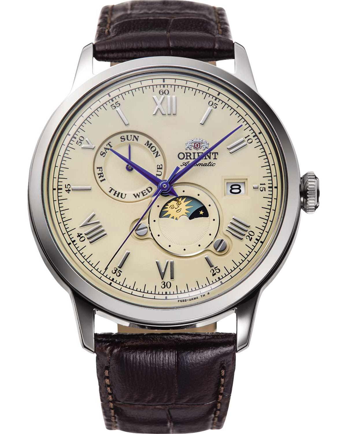 ORIENT Classic Sun and Moon Automatic Brown Leather Strap