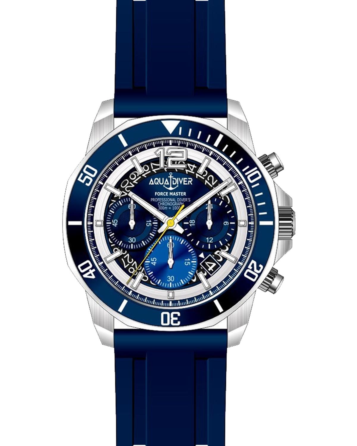 Ρολόι AQUADIVER Force Master Chronograph Blue Rubber Strap