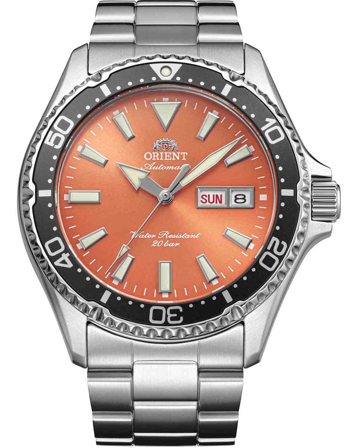 Ανδρικό ρολόι ORIENT Mako V αυτόματο με ασημί μπρασελέ από ανοξείδωτο ατσάλι