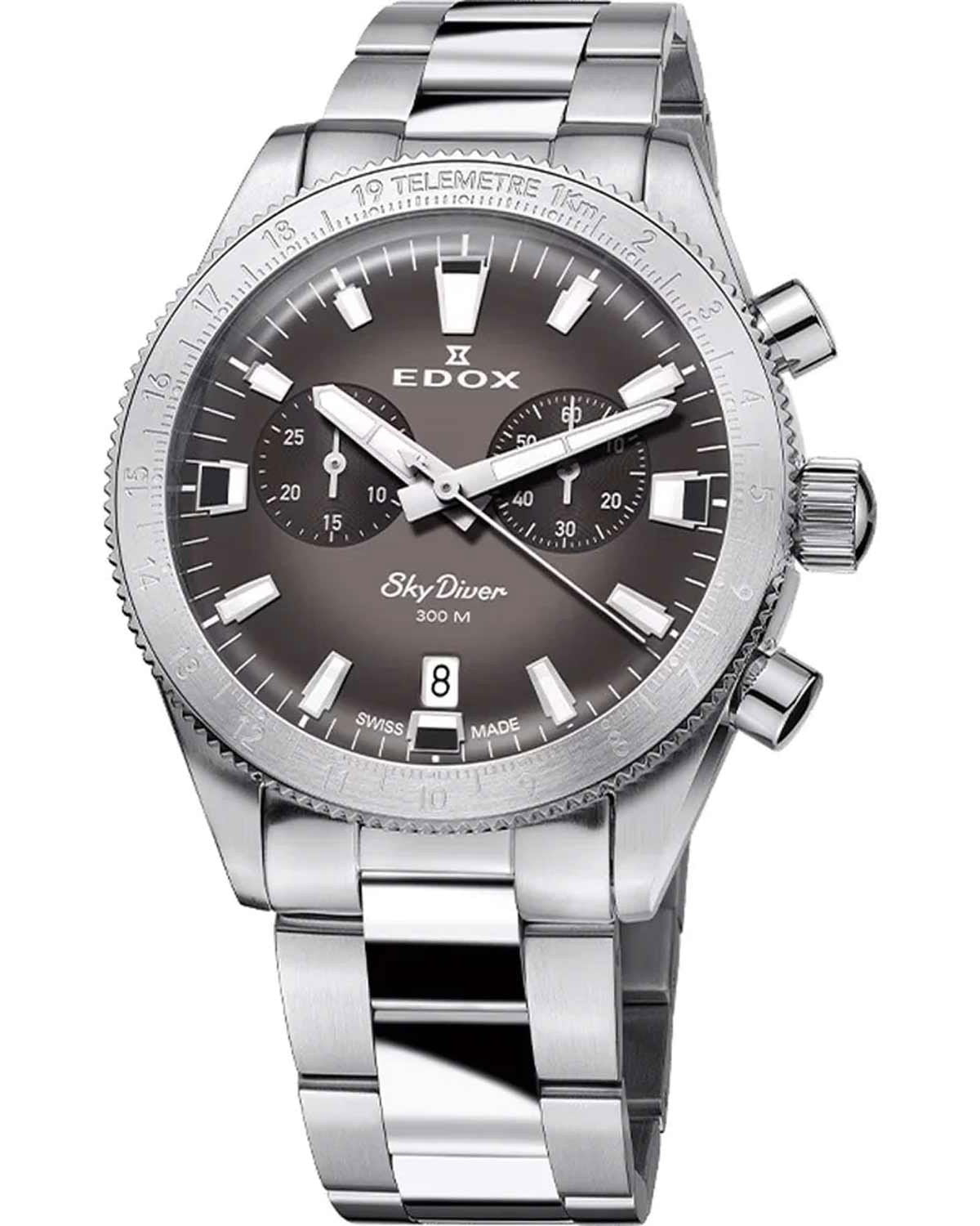 Ρολόι EDOX Skydiver Chronograph Silver Stainless Steel Bracelet Limited Edition